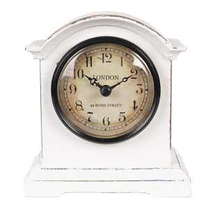 Ceas masa lemn alb vintage maro 13x7x14 cm