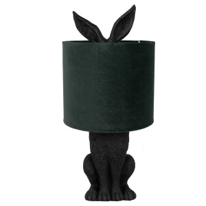 Veioza Iepuras polirasina neagra textil verde 20x43 cm E27
