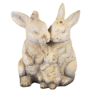 Figurina Iepurasi ceramica maro bej 26x18x33 cm