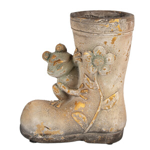 Ghiveci ceramica Cizma cu Broscuta ceramica maro 26x15x30 cm