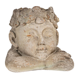 Ghiveci flori ceramica gri maro 20x20x19 cm