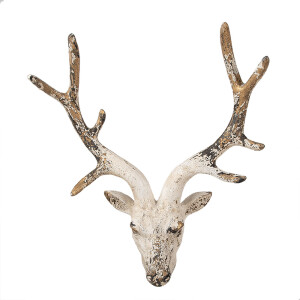 Decoratiune perete Ren ceramica bej 33x14x43 cm