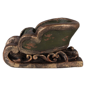 Sanie decorativa Craciun ceramica verde maro 35x23x21 cm