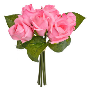 Buchet Trandafiri artificiali roz verde 16x16x24 cm