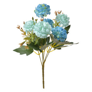Buchet flori artificiale verzi albastre 15x10x30 cm