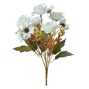 Buchet flori artificiale verzi albe 15x10x30 cm