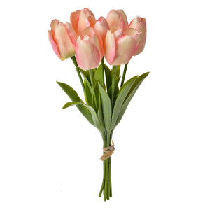 Buchet Lalele artificiale verzi roz 10x10x32 cm