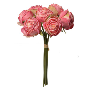 Buchet Trandafiri artificiali roz verzi 16x14x34 cm