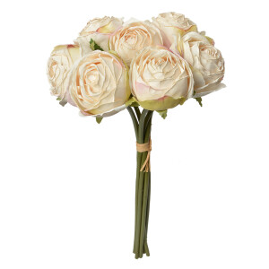 Buchet Trandafiri artificiali albi verzi 16x14x34 cm