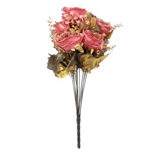 Buchet Trandafiri artificiali roz aurii 18x15x50 cm