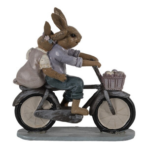 Figurine Iepurasi Paste pe bicicleta din polirasina 14x5x15 cm