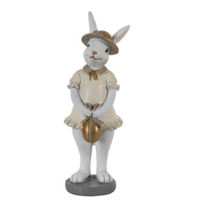 Figurina Iepuras Paste Girl din polirasina crem bej 5x5x15 cm