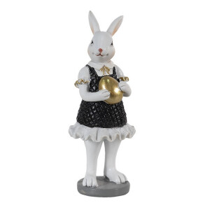 Figurina Iepuras Paste Girl polirasina neagra alb 5x5x15 cm