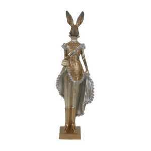 Figurina Iepuras Paste din polirasina auriu gri 11x8x33 cm