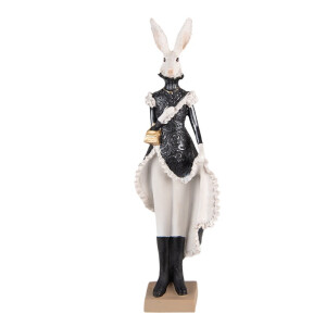 Figurina Iepuras Paste Girl polirasina alba neagra 10x8x33 cm