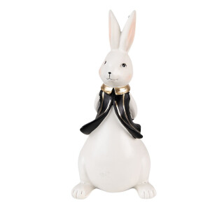 Figurina Iepuras Paste Boy polirasina alba neagra 11x10x23 cm