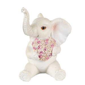 Figurina polirasina alb roz Elefant 8x6x10 cm