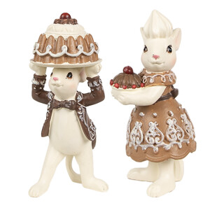 Set 2 figurine Craciun polirasina multicolora (2) 5x5x11 / 5x5x10 cm