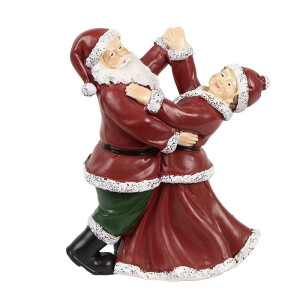 Figurina Mos Craciun si Craciunita polirasina multicolora 12x8x15 cm