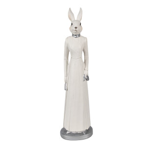 Figurina Iepuras Paste Girl polirasina alba argintie 11x9x41 cm