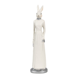 Figurina Iepuras Paste Girl polirasina alba argintie 5x5x20 cm