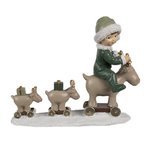 Figurina Fetita cu Reni polirasina multicolora 17x8x14 cm