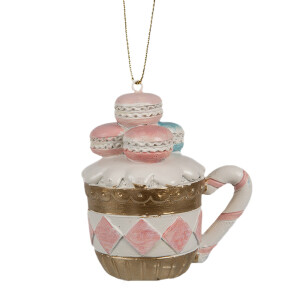 Set 2 ornamente brad Craciun Macarons polirasina multicolora 6x4x7 cm