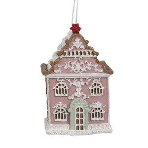 Set 4 ornamente brad Turta Dulce polirasina multicolor 6x4x9 cm
