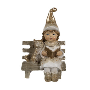 Figurina Fetita si Pisicuta polirasina multicolora 6x5x9 cm
