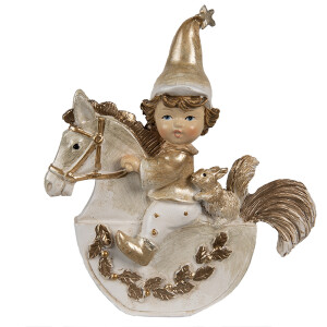 Figurina Gnom si Calut polirasina bej aurie 10x3x11 cm