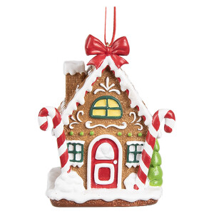 Set 2 ornamente brad Casuta Turta Dulce polirasina multicolora 7x5x9 cm