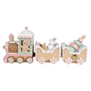 Trenulet Craciun polirasina multicolora 45x12x19 cm