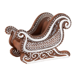 Sanie Craciun decorativa polirasina maro alba 20x12x15 cm