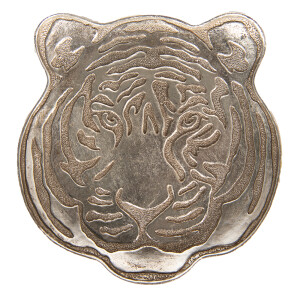 Set 2 boluri decorative polirasina argintie Tigru 19x19x2 cm