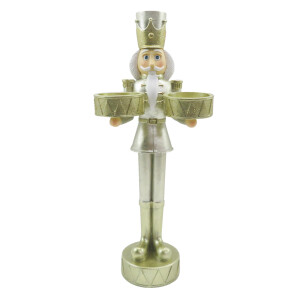 Figurina Spargatorul de Nuci cu suporturi lumanari argintiu auriu 12x8x28 cm