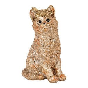 Figurina Pisicuta polirasina bej aurie 16x14x25 cm