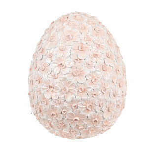 Ou decorativ Paste polirasina roz alba 22x22x27 cm