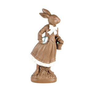 Figurina Iepuras Paste polirasina maro alba 18x9x39 cm