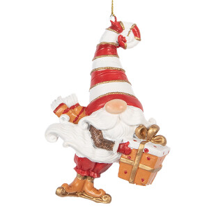 Set 4 ornamente brad Craciun Gnom polirasina multicolora 8x4x10 cm