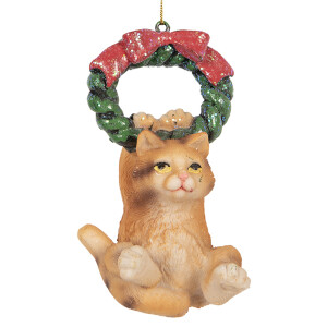 Set 2 ornamente brad Craciun Pisicute polirasina multicolora 6x5x9 cm