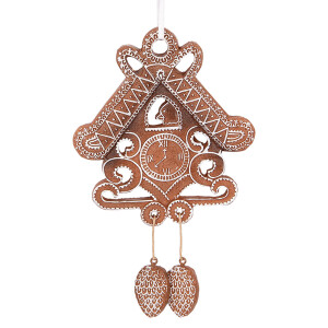 Decoratiune Craciun Ceas polirasina alba maro 12x2x18 cm