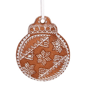 Set 2 ornamente brad Craciun polirasina alba maro 8x2x10 cm