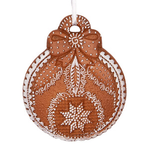 Set 2 ornamente brad Craciun polirasina maro alba 8x2x10 cm