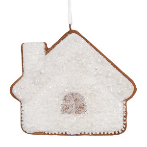 Set 2 ornamente brad Craciun Casuta Turta Dulce maro alba 9x1x8 cm