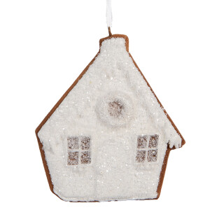Set 2 ornamente brad Craciun Casuta Turta Dulce maro alba 9x1x10 cm