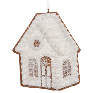 Set 2 ornamente brad Casuta Turta Dulce maro alba 9x1x10 cm