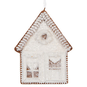 Set 2 ornamente brad Casuta Turta Dulce maro alba 8x1x10 cm