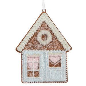 Set 2 ornamente brad Casuta Turta Dulce multicolora 8x1x10 cm