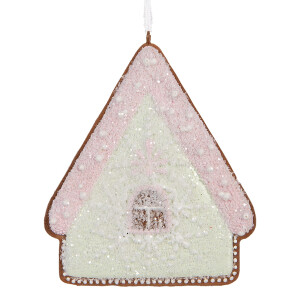 Set 2 ornamente brad Craciun Casuta Turta Dulce 9x1x10 cm