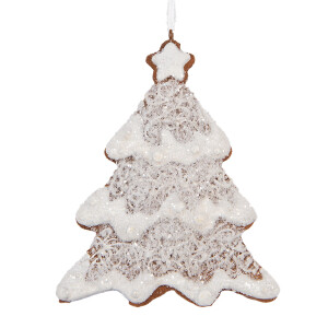 Set 2 ornamente Bradut polirasina alba maro 9x1x10 cm
